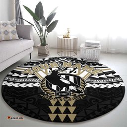 Personalized Collingwood Magpies Round Carpet Polynesian Tribal Pattern Heritage Football TS04