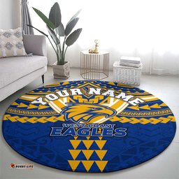 Personalized West Coast Eagles Round Carpet Polynesian Tribal Pattern Heritage Football TS04