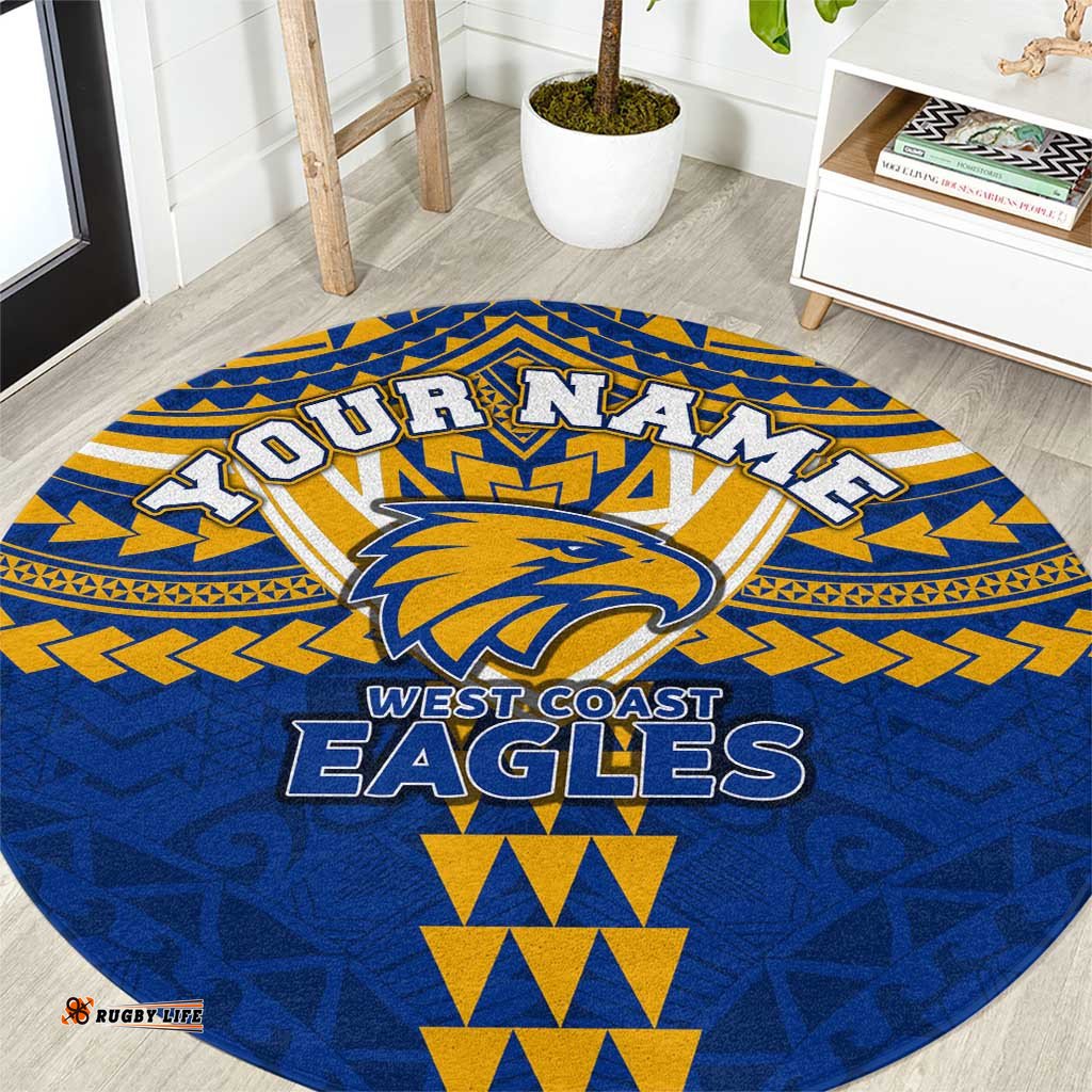Personalized West Coast Eagles Round Carpet Polynesian Tribal Pattern Heritage Football TS04