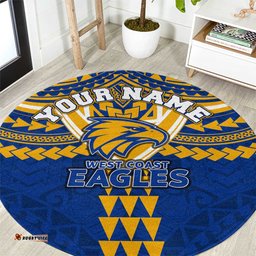 Personalized West Coast Eagles Round Carpet Polynesian Tribal Pattern Heritage Football TS04
