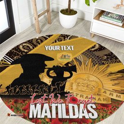 Personalised Australia Matildas ANZAC Day Round Carpet Last Post Poppy Lest We Forget LT14