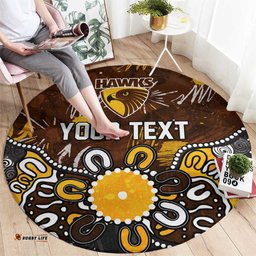 Personalized Hawthorn Hawks Round Carpet Aboriginal Dot Painting Graffiti Style TS04