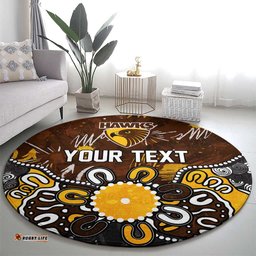 Personalized Hawthorn Hawks Round Carpet Aboriginal Dot Painting Graffiti Style TS04