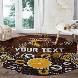 Personalized Hawthorn Hawks Round Carpet Aboriginal Dot Painting Graffiti Style TS04