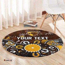 Personalized Hawthorn Hawks Round Carpet Aboriginal Dot Painting Graffiti Style TS04