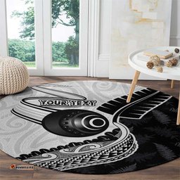 Personalised Aotearoa Lawn Bowls Round Carpet Maori and Silver Fern Half Style LT03