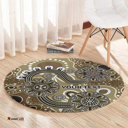Personalised NAIDOC Week 50 Years Deadly Always Round Carpet Brown Aboriginal Artwork Dot Painting LT9