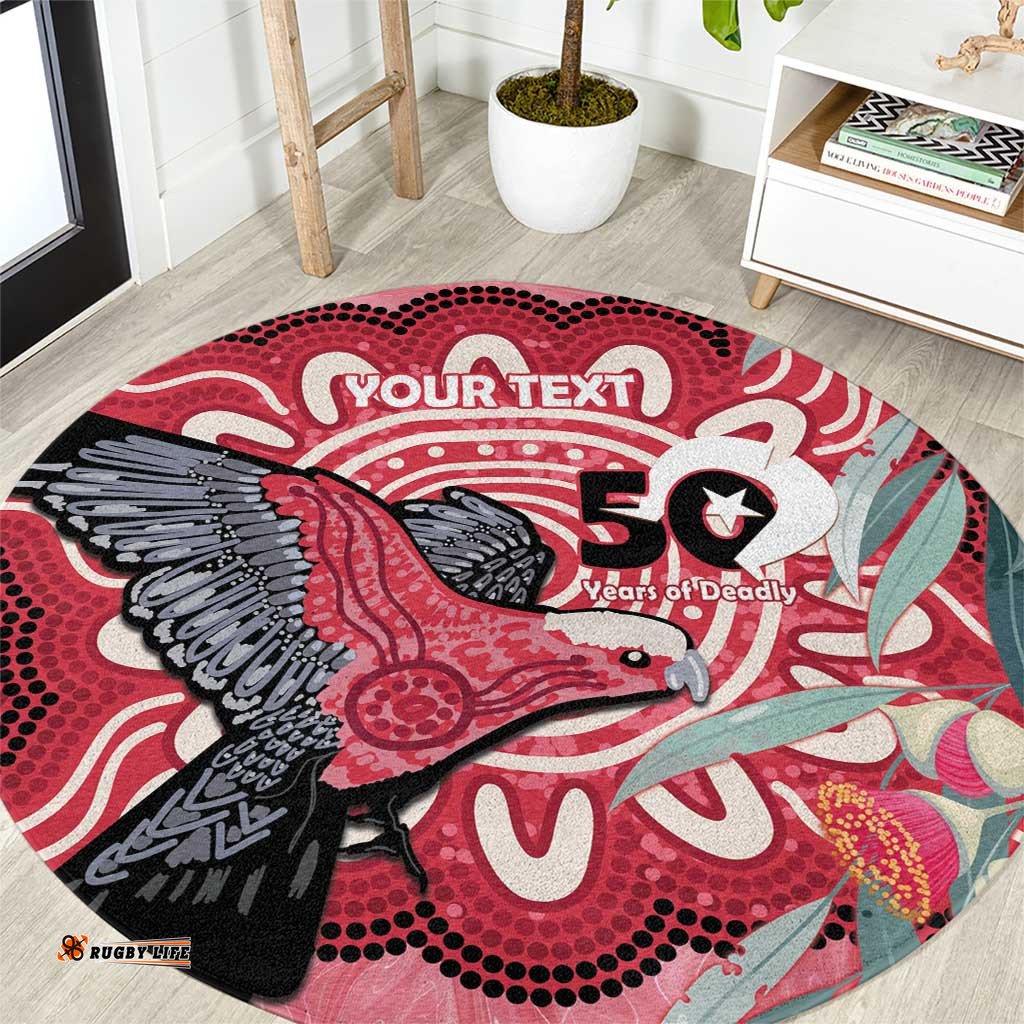 Personalised Australia Galah NAIDOC Week 2026 Round Carpet 50 Years of Deadly Aboriginal Art LT14