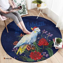 Merry Cocka-mas Round Carpet Australia Christmas Blue Art LT9