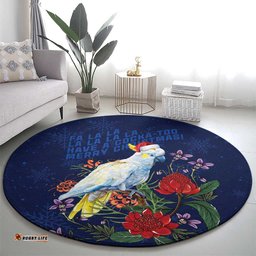 Merry Cocka-mas Round Carpet Australia Christmas Blue Art LT9