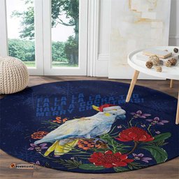 Merry Cocka-mas Round Carpet Australia Christmas Blue Art LT9