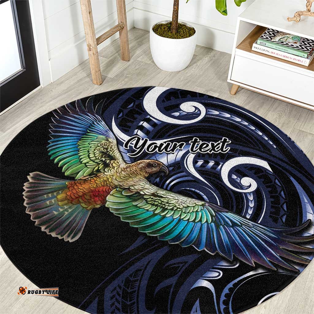 New Zealand Kea Bird Personalised Round Carpet Maori Tribal Koru Art LT9