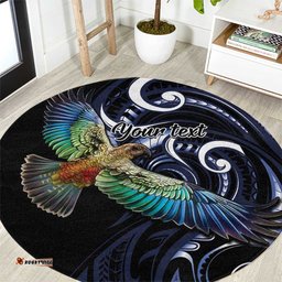 New Zealand Kea Bird Personalised Round Carpet Maori Tribal Koru Art LT9