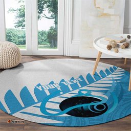 New Zealand Lawn Bowls Prostate Cancer Custom Round Carpet Aotearoa Maori Silver Fern Blue Ribbon LT14