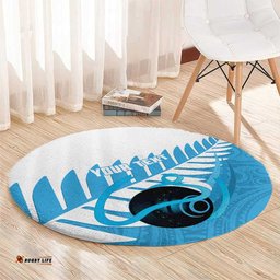 New Zealand Lawn Bowls Prostate Cancer Custom Round Carpet Aotearoa Maori Silver Fern Blue Ribbon LT14