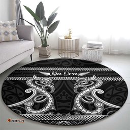 Kia Ora New Zealand Round Carpet Maori Language Week Pango Taniko Motif LT14