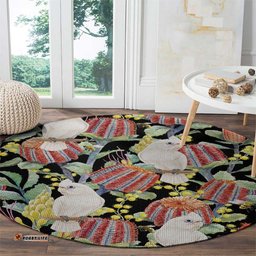 Little Corella Australia Cockatoo Round Carpet Cacatua Sanguinea Banksia Seamless Black LT14