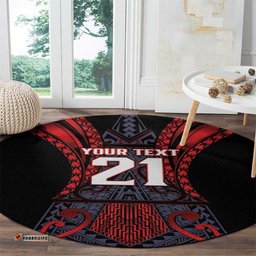 Custom New Zealand Round Carpet Maori Kiwiana Pattern Tukutuku Motif LT9