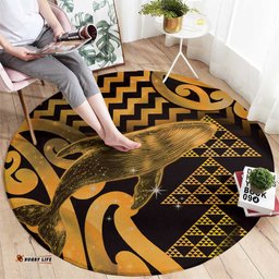 Humpback Whale Matariki New Zealand Round Carpet NZ Maori Paikea Poutama Luxury Gold LT14