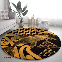 Humpback Whale Matariki New Zealand Round Carpet NZ Maori Paikea Poutama Luxury Gold LT14