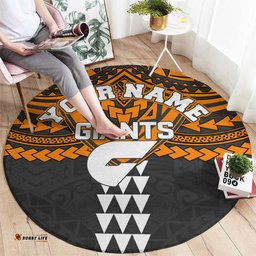 Personalized GWS Giants Round Carpet Polynesian Tribal Pattern Heritage Football TS04