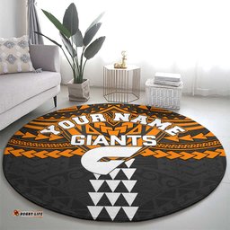 Personalized GWS Giants Round Carpet Polynesian Tribal Pattern Heritage Football TS04