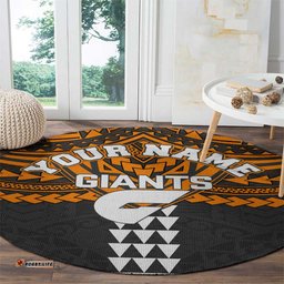 Personalized GWS Giants Round Carpet Polynesian Tribal Pattern Heritage Football TS04