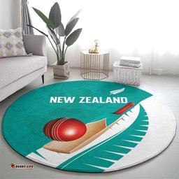 New Zealand Cricket Round Carpet Kiwi Birds Haka Dance Turquoise Fern Sporty Style LT03