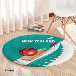 New Zealand Cricket Round Carpet Kiwi Birds Haka Dance Turquoise Fern Sporty Style LT03