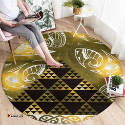 Matariki New Zealand Round Carpet NZ Niho Taniwha Maori New Year Yellow Galaxy LT14