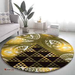 Matariki New Zealand Round Carpet NZ Niho Taniwha Maori New Year Yellow Galaxy LT14