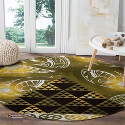 Matariki New Zealand Round Carpet NZ Niho Taniwha Maori New Year Yellow Galaxy LT14