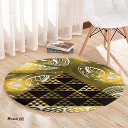 Matariki New Zealand Round Carpet NZ Niho Taniwha Maori New Year Yellow Galaxy LT14