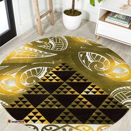 Matariki New Zealand Round Carpet NZ Niho Taniwha Maori New Year Yellow Galaxy LT14