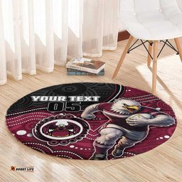 Custom Sea Eagles Round Carpet Bird Mascot With Aboriginal Indigenous DT05