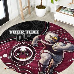 Custom Sea Eagles Round Carpet Bird Mascot With Aboriginal Indigenous DT05