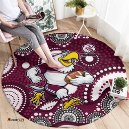 Manly Warringah Sea Eagles Round Carpet Aboriginal Dot Pattern - Rugby Mascot Heritage Pride TS04