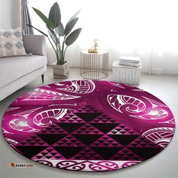 Matariki New Zealand Round Carpet NZ Niho Taniwha Maori New Year Pink Galaxy LT14