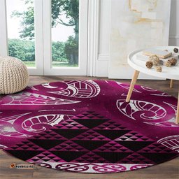 Matariki New Zealand Round Carpet NZ Niho Taniwha Maori New Year Pink Galaxy LT14