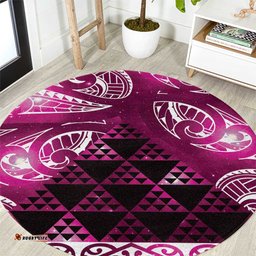 Matariki New Zealand Round Carpet NZ Niho Taniwha Maori New Year Pink Galaxy LT14