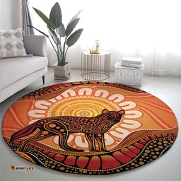Indigenous Dingo Australia Round Carpet Australian Aboriginal Art Proud LT14