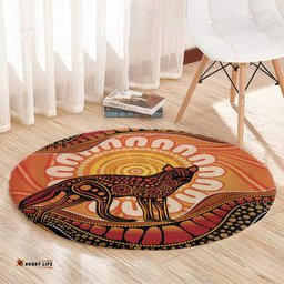 Indigenous Dingo Australia Round Carpet Australian Aboriginal Art Proud LT14