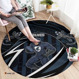Carlton Navy Round Carpet Captain With Aboriginal Art DT05