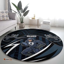 Carlton Navy Round Carpet Captain With Aboriginal Art DT05