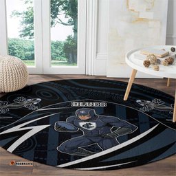 Carlton Navy Round Carpet Captain With Aboriginal Art DT05