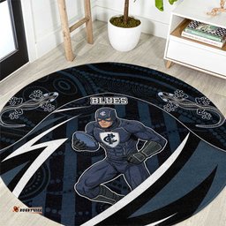 Carlton Navy Round Carpet Captain With Aboriginal Art DT05