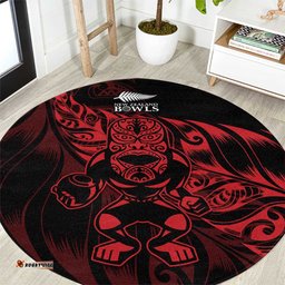 New Zealand Lawn Bowls Round Carpet Red Maori Warrior Tribal Silver Fern LT9