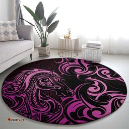 Pink Aoteara Horse Racing Round Carpet NZ Maori Pattern LT14
