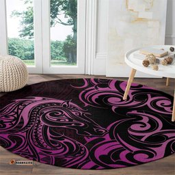 Pink Aoteara Horse Racing Round Carpet NZ Maori Pattern LT14