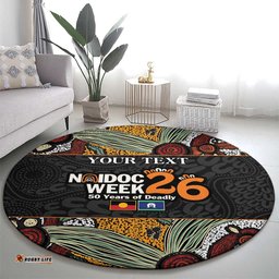 Personalised NAIDOC Deadly 50 Years Round Carpet Minimalist Aboriginal Art LT9